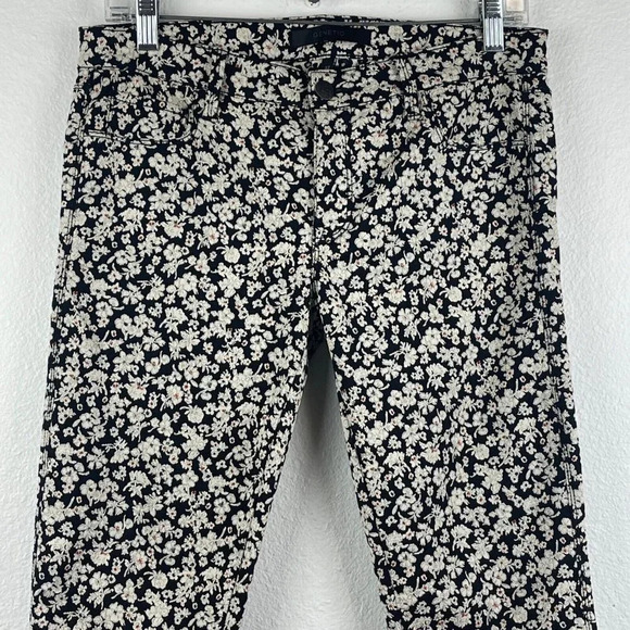 Genetic Jeans Women Sz 27 Shane Floral Jacquard Skinny Brocade Denim Black Ivory - Picture 3 of 10